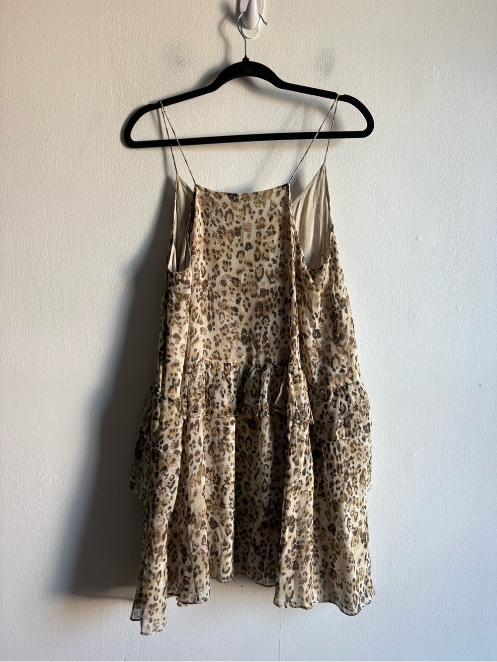 IRO Sz 8 (40) Buzon 100% Silk Leopard Print Tiered Mini Dress - Picture 9 of 10